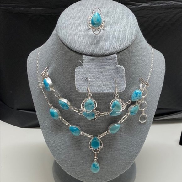 The Broom Closet Jewelry - Lab Created Caribbean Larimar Set